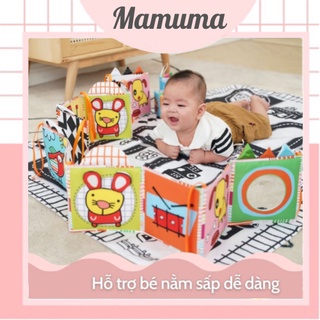 Quây cũi vải Zig Zag Cards kiêm thẻ gấp kích thích thị giác Lalala Baby cho trẻ sơ sinh, đa tương tác có âm thanh Mamuma