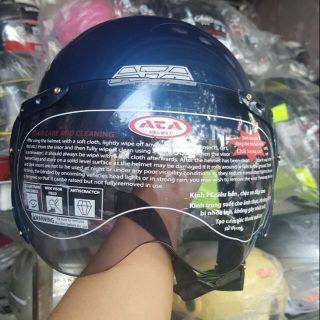 Mũ bảo hiểm nửa đầu có kính ATA màu đen hàng chuẩn dày đẹp