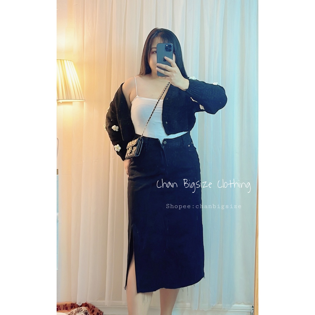 Chân váy jean xẽ tà phong cách Hàn Quốc bigsize 54-80kg