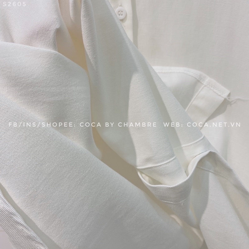 [Mã FAMARAL1 giảm 10K đơn 50K] [S2605] Áo sơ mi thô cotton trơn 2 nắp túi form oversize Hàn Quốc (Có sẵn/ảnh thật)