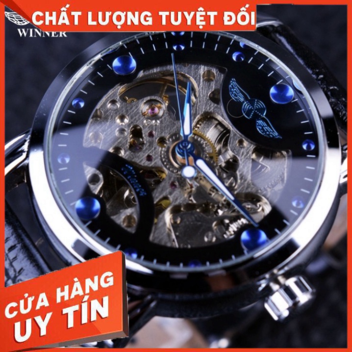 (Video và hình ảnh) - Đồng hồ cơ nam Winner H005M lộ máy (Dây da và dây kim loại) - Hàng nhập khẩu