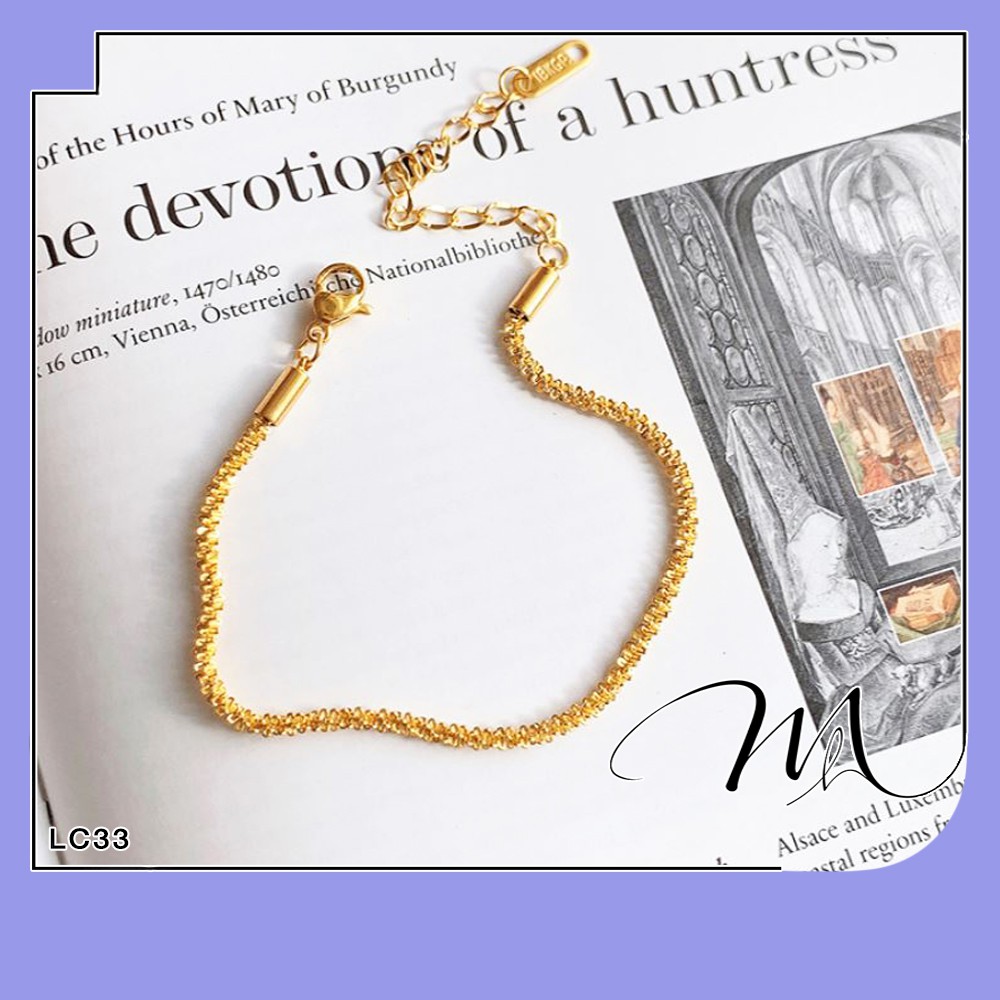 Lắc chân nữ Titan không gỉ dây trơn xoắn xù đơn giản không mặt - Măng's House LC33