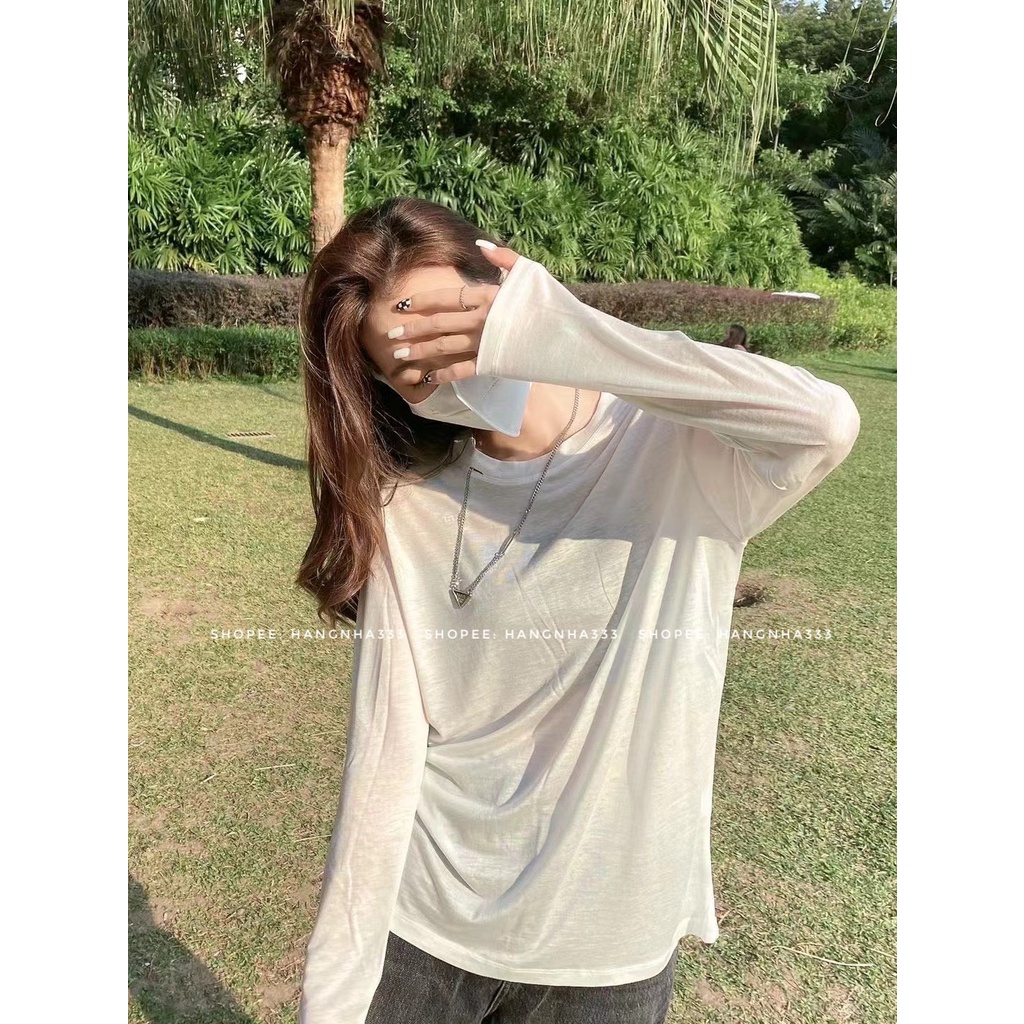 LOẠI 1 | Áo thun mỏng tay dài form rộng cổ tròn siêu xinh Ulzzang