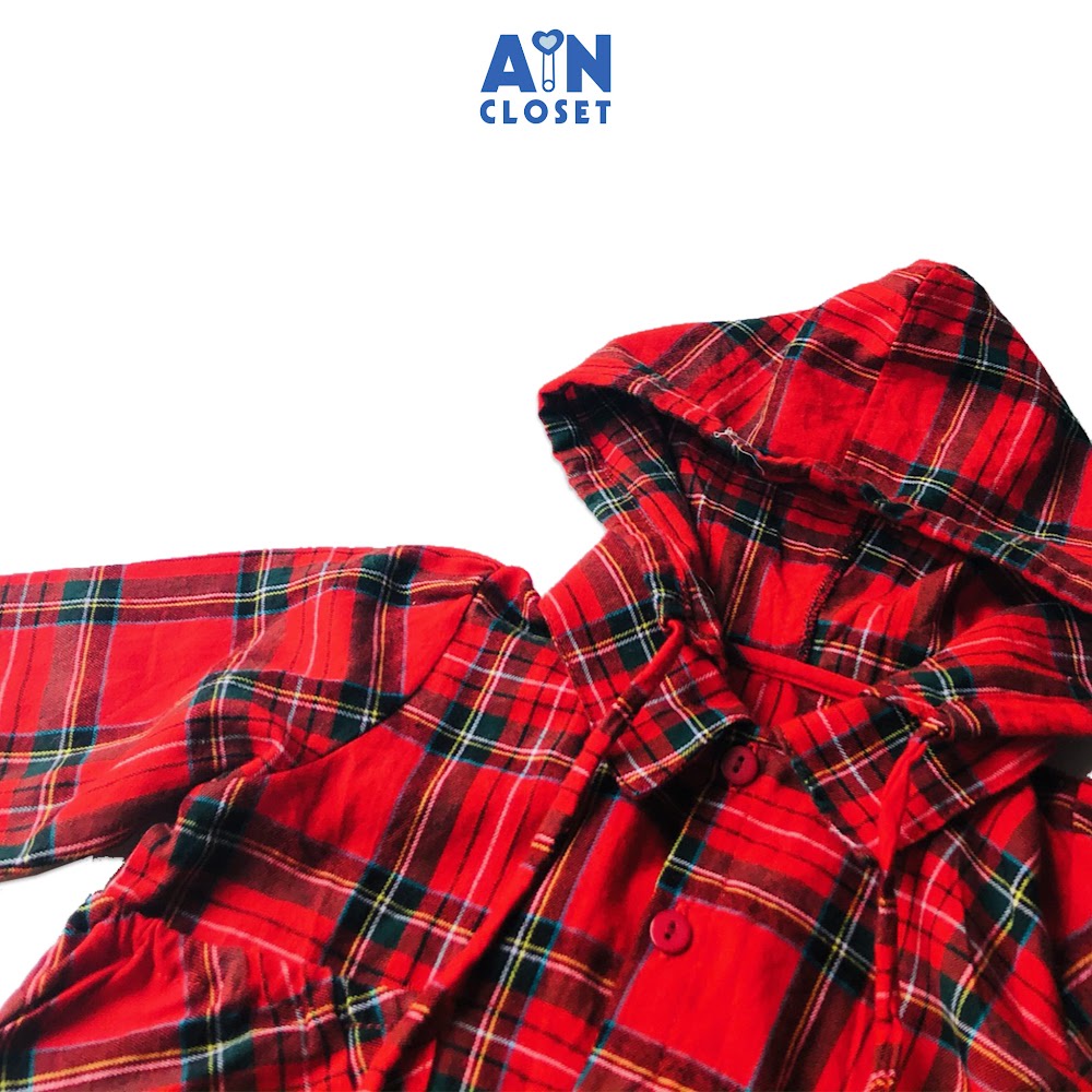 [Mã BMBAU50 giảm 7% đơn 99K] Áo khoác có nón unisex họa tiết Caro đỏ cotton - AICDBTHPJGRH - AIN Closet