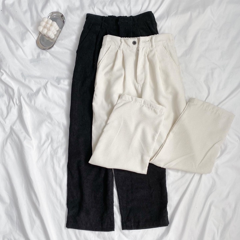 Quần suông nhung gân unisex HOMIES nút gài