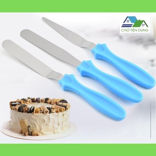 Dao chà láng thẳng trét kem phết bánh kem sinh nhật tạo hình bông lan gato bộ 3 dao màu đen - cbdao3p