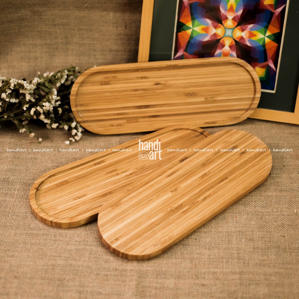 Khay gỗ tre Oval - Khay tre tự nhiên - Khay tre đựng thức ăn - bamboo wooden tray