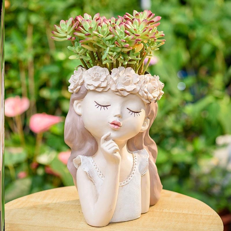 Bình Hoa Cô Gái Deco, Lọ Cắm Hoa Giả Trang Trí Để Bàn, Quà Tặng Sinh Nhật