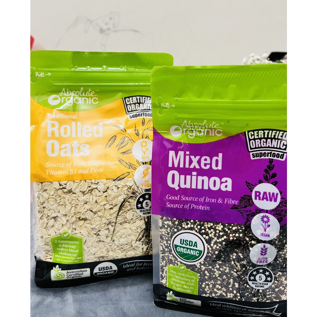 [Absolute Organic] Quinoa diêm mạch 3 màu, yến mạch tươi 100% organic nhập Úc