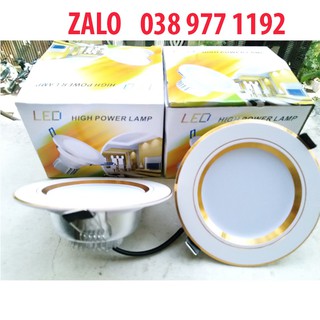 Bộ 2 Đèn LED âm trần đế tản nhiệt 3 chế độ màu,7w phi 90 viền vàng bạc