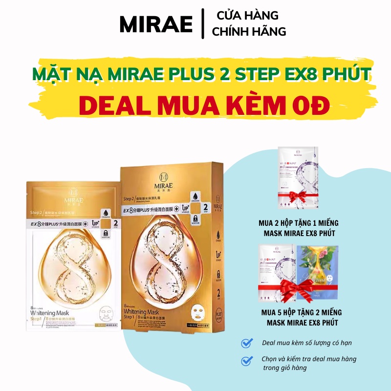 Mặt nạ MIRAE EX8 PLUS 2 STEPS mặt nạ dưỡng trắng chuyên sâu ( Hộp 4 miếng )