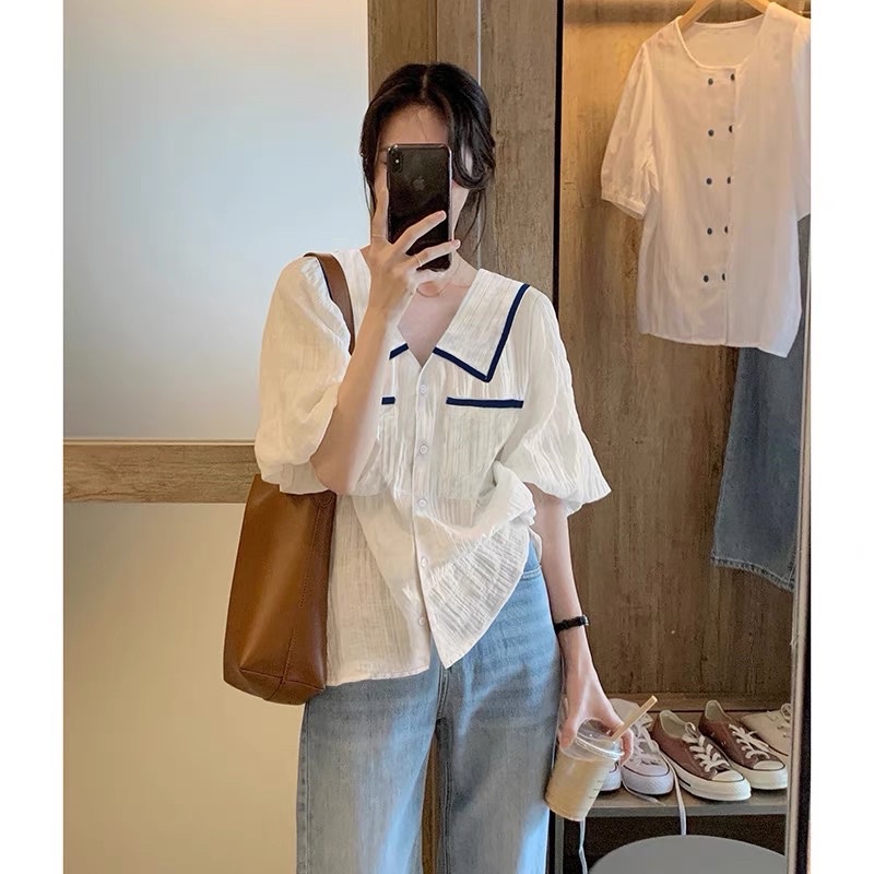 Áo kiểu viền bigsize 55-90kg (hàng qc)