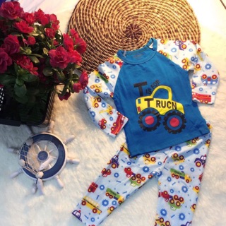 Set 5 ri bộ cotton dài tay bé trai -bé gái