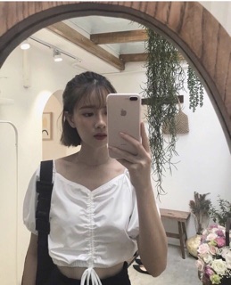 Áo crop dây rút