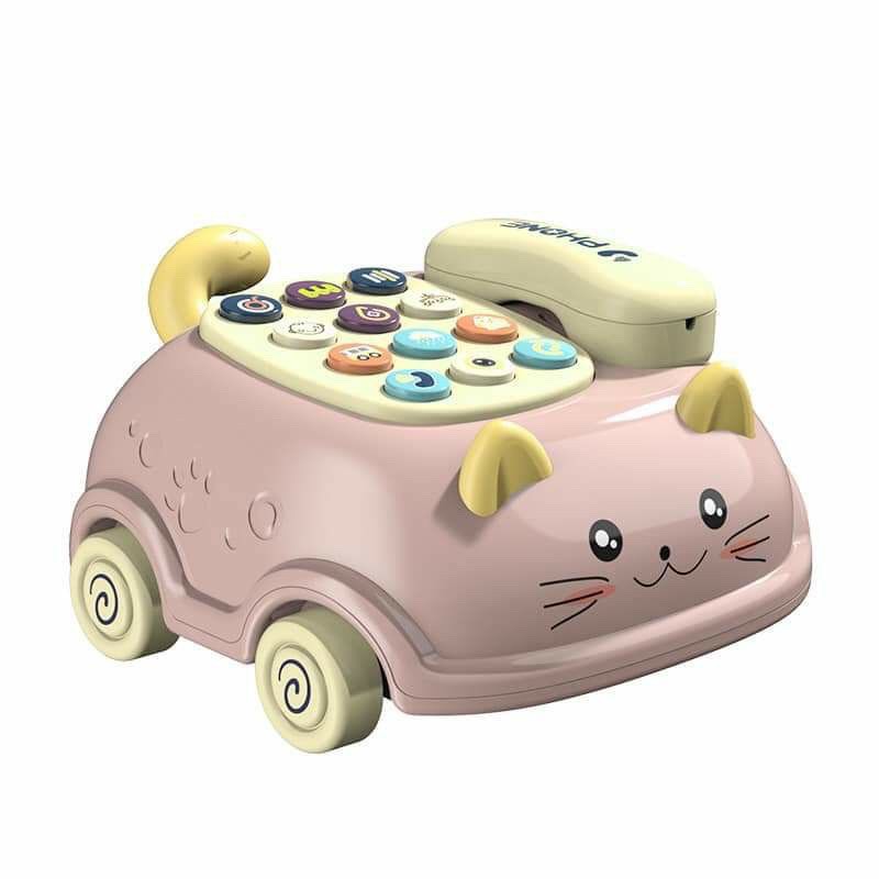 Điện thoại xe kéo mèo xinh cho bé (full phụ kiện