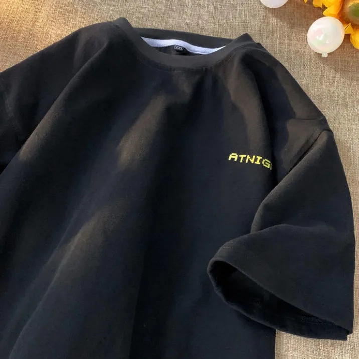 Áo Thun Rộng Màu Sắc Đơn Giản Phong Cách Harajuku Hàn Quốc Dành Cho Nam Nữ