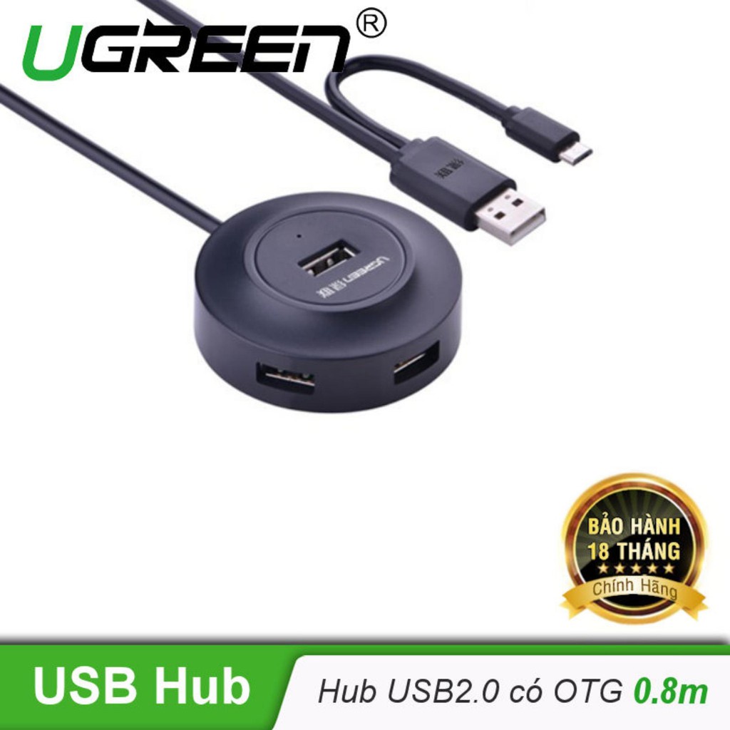 Hub Chia USB 2.0 1 ra 4 + OTG Cao Cấp Ugreen 20278 20271 Chính Hãng CR106