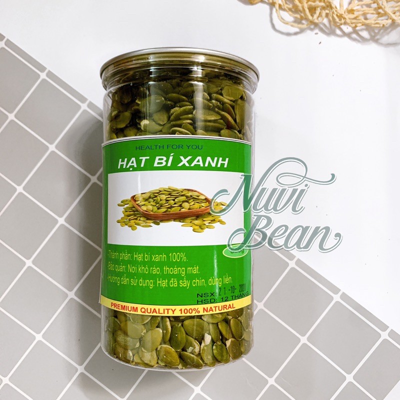 Hũ 500g Nhân Bí Xanh Ấn Độ rang chín