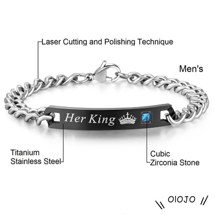 His Vòng Tay Đôi Khắc Chữ His Queen Her King