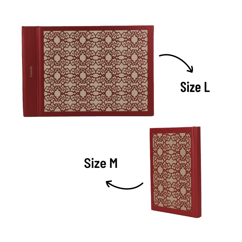 Hanoia Sổ tay kraft vintage giấy dó thủ công bìa đỏ họa tiết cung đình