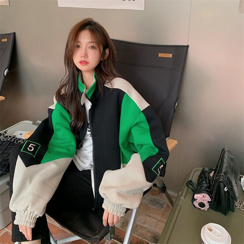 Áo Nữ Cổ Lọ Dáng Rộng Màu Sắc Tương Phản Thời Trang 77