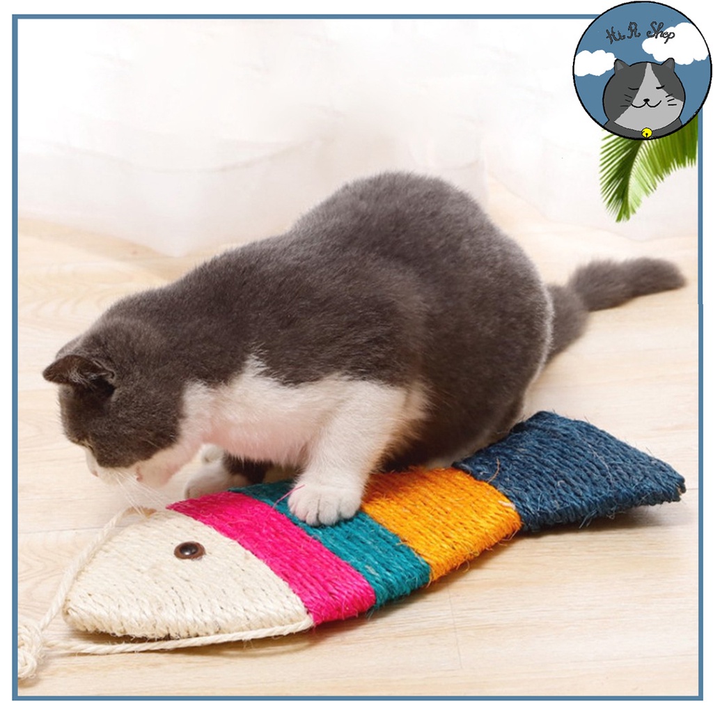 Bàn Cào Móng Hình Cá Cho Mèo Có Dây Treo