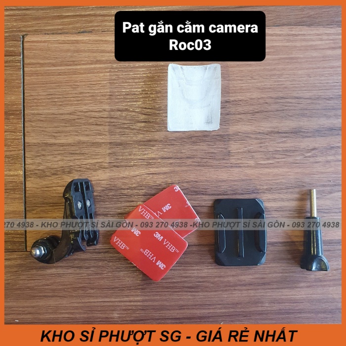 Mount gắn camera hành trình Gopro - Eken - Sjcam lên cằm mũ bảo hiểm fullface ROC03 - Pat gắn cằm cho fullface ROC 03