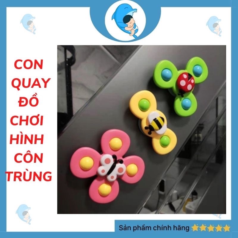 Set 3 Con Quay Đồ Chơi Spinner Hình Côn Trùng Vui Nhộn Có Đế Bám Dính Cho Bé Chơi Tự Lập