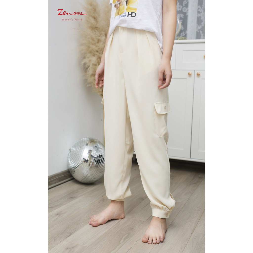 Quần jogger Zen Me cho nữ ống bo gắn cúc năng động, chất liệu mềm mại mặc siêu thoải mái