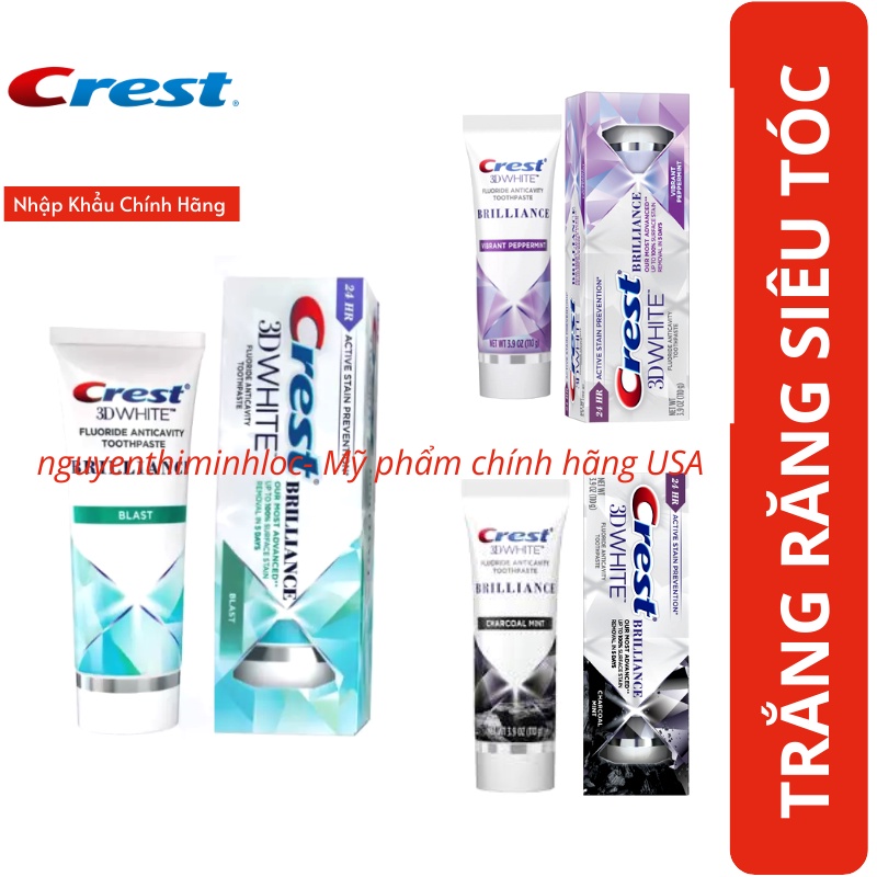 [Hàng Mỹ] Kem Đánh Răng Crest 3D White Brillance (110g)