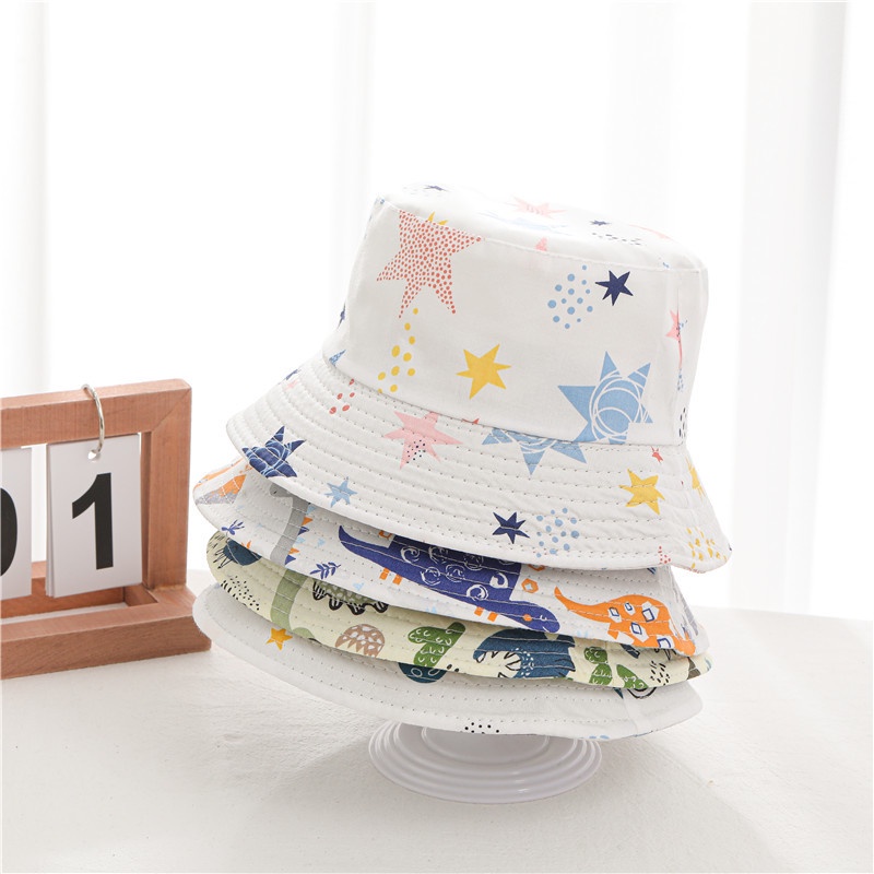 Nón Bucket Chất Liệu Cotton Mềm In Họa Tiết Hoạt Hình Chống Gió Thời Trang Xuân Hè Cho Bé 1-3 Tuổi