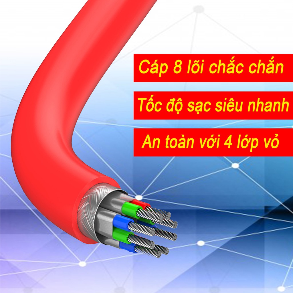 Dây cáp sạc Qualcomm Quick 3.0 - Cáp đa năng 3 in 1 dây rút tiện dụng