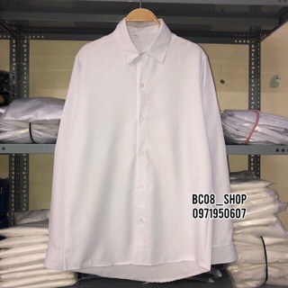 Áo sơ mi tay dài trơn đen trắng basic unisex có size