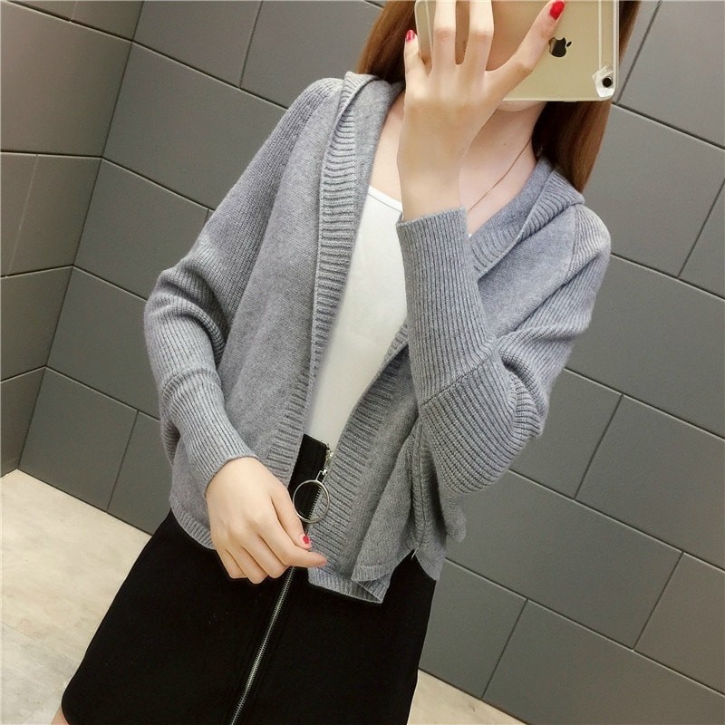 ÁO KHOÁC CARDIGAN LEN TAY CÁNH DƠI CÓ NÓN - MH546210 - HÀNG QUẢNG CHÂU