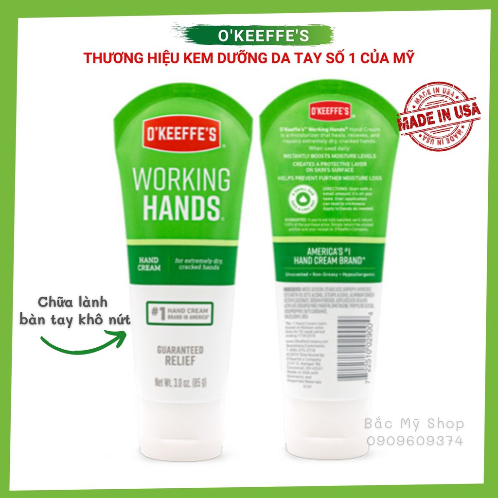 Hàng Mỹ - Mẫu Mới - Kem dưỡng da tay làm lành da khô nứt nẻ O'Keeffe's Working Hands 76g