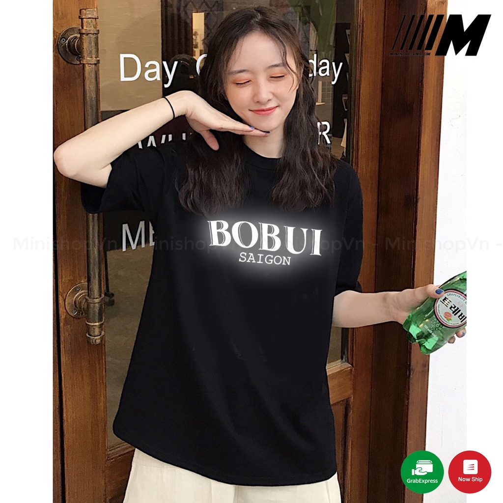 Áo phản quang BOBUI / Áo thun unisex form rộng tay lỡ chất cotton thoáng mát