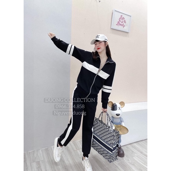 Bộ Nữ Thể Thao Áo Khoác Mix Quần Dài Cá Tính Có Ảnh Thật Kèm Video