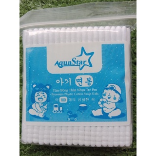 Tăm Bông ráy tai em bé thân nhựa AquaStar ( gói/ 100 cây)