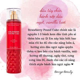 [BILL MỸ] STRAWBERRY POUND CAKE - BỘ XỊT THƠM DƯỠNG THỂ BATH AND BODY WORKS
