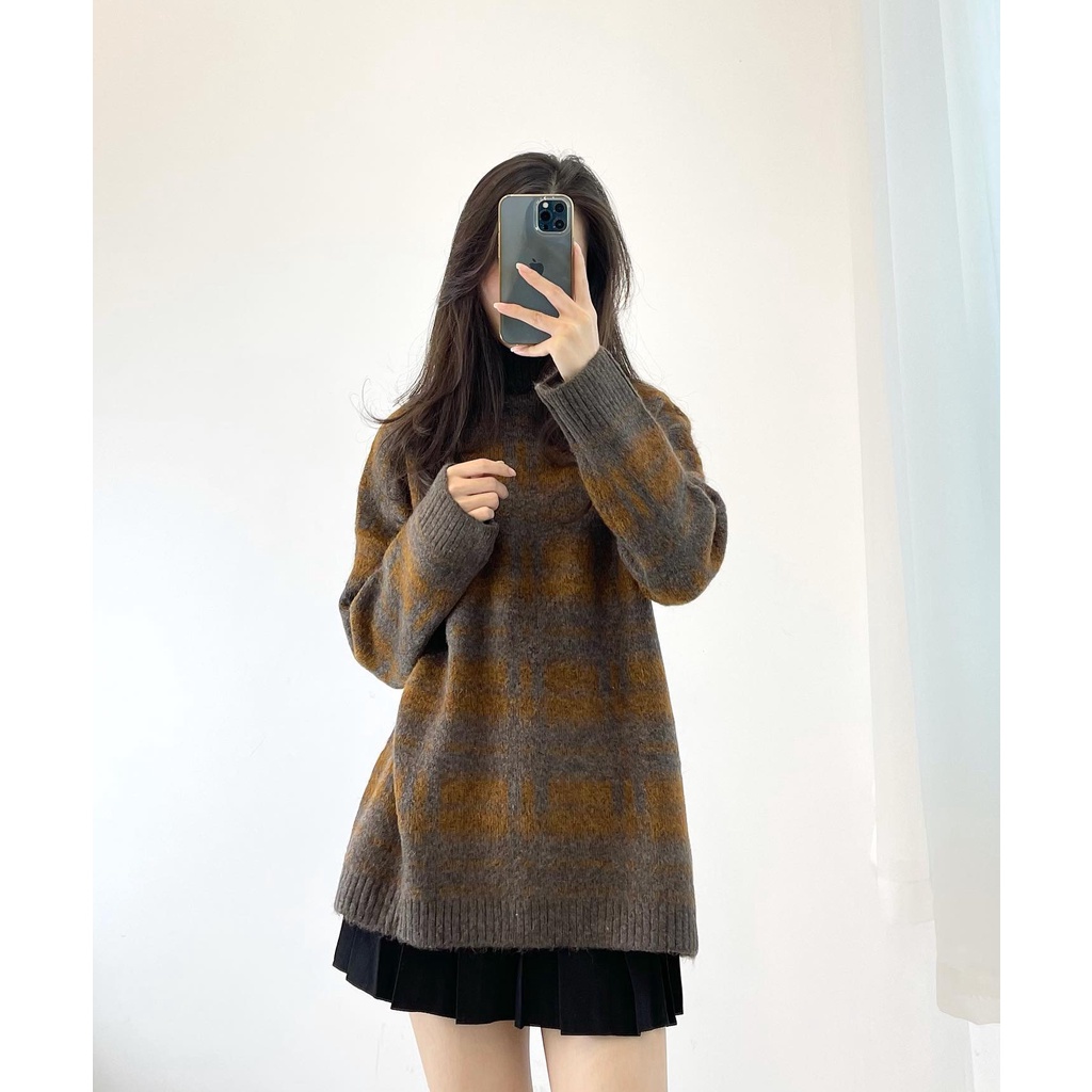(FREESHIP) Áo len xám cổ lọ hàng QC cao cấp