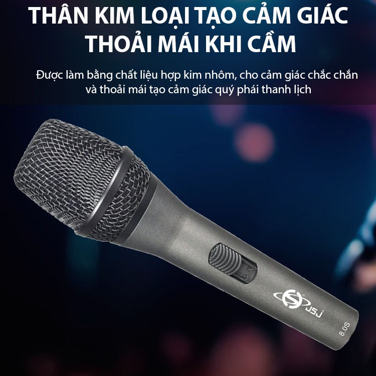 Micro karaoke có dây JSJ GL-8.0S thiết kế lưới tản nhiệt cổ điển, giảm tạp âm, chống nhiễu, thân kim loại được phủ nhám