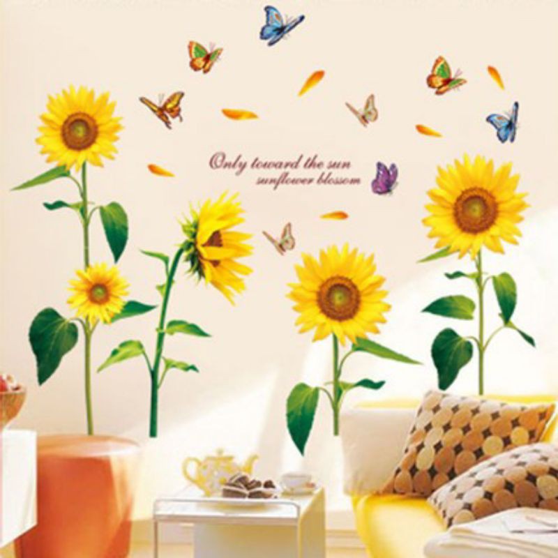Decal dán tường hoa hướng dương sẵn keo