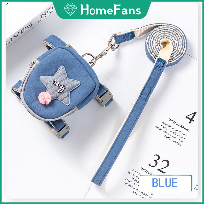 [HF] Dây Dắt Thú Cưng Đi Dạo Kèm Dây Dắt Màu Xanh Dương / Hồng / Xám / Vàng