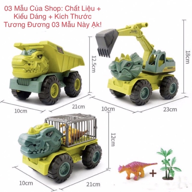 Xe đồ chơi khủng long chở thú, xe ben, xe cẩu nhiều mẫu chất liệu nhựa an toàn cho bé - TiNa’s House