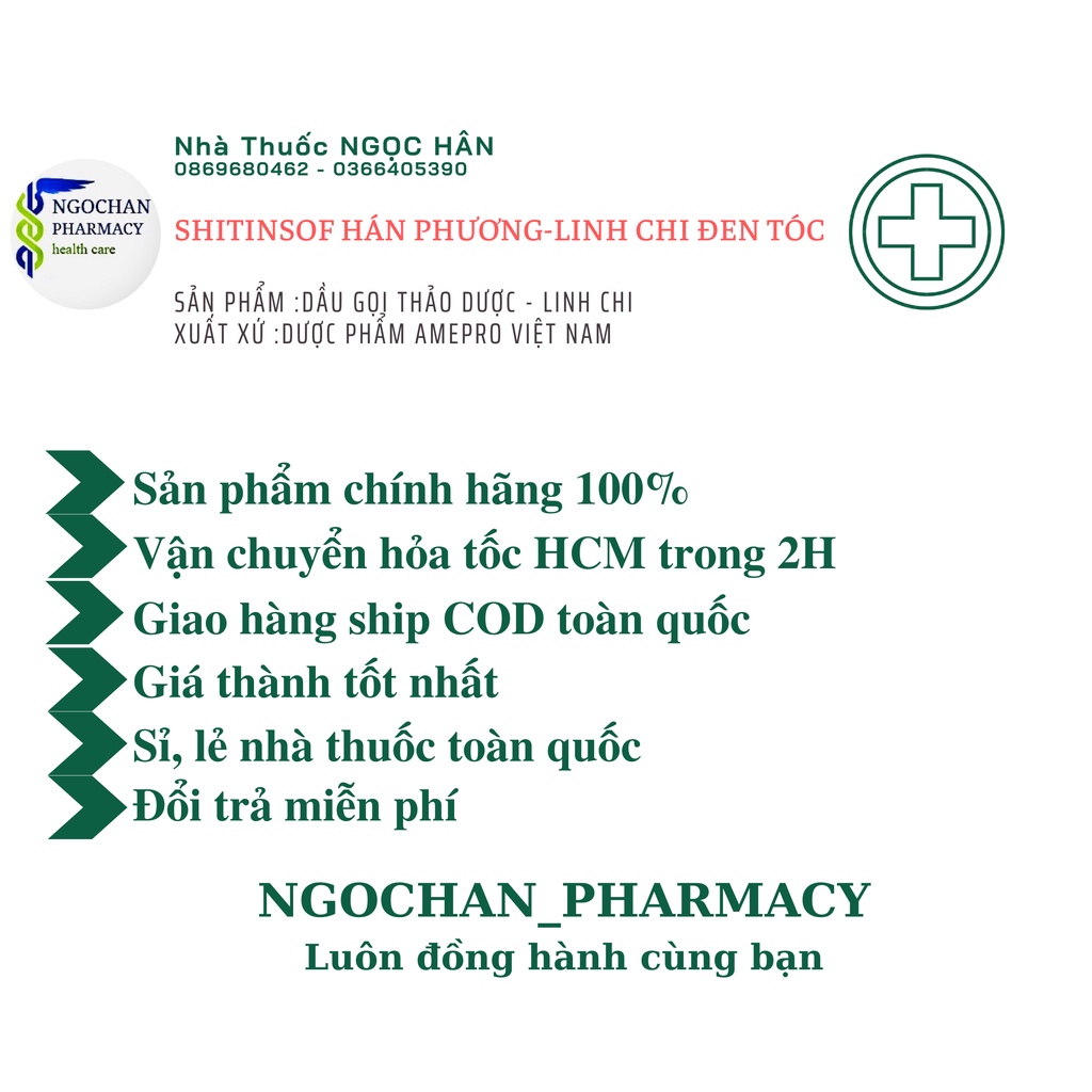Dầu Gội Hán Phương Linh Chi Đen Tóc| Chống Lão Hóa, Đẹp Tóc, Đẹp Da| Hộp 3 Gói/15ml| DP Amepro VN