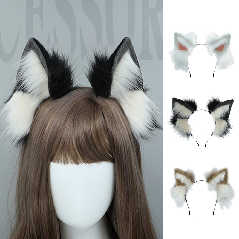 Băng Đô Tai Thỏ Lông Xù Phong Cách Lolita Đáng Yêu Dành Cho Nữ