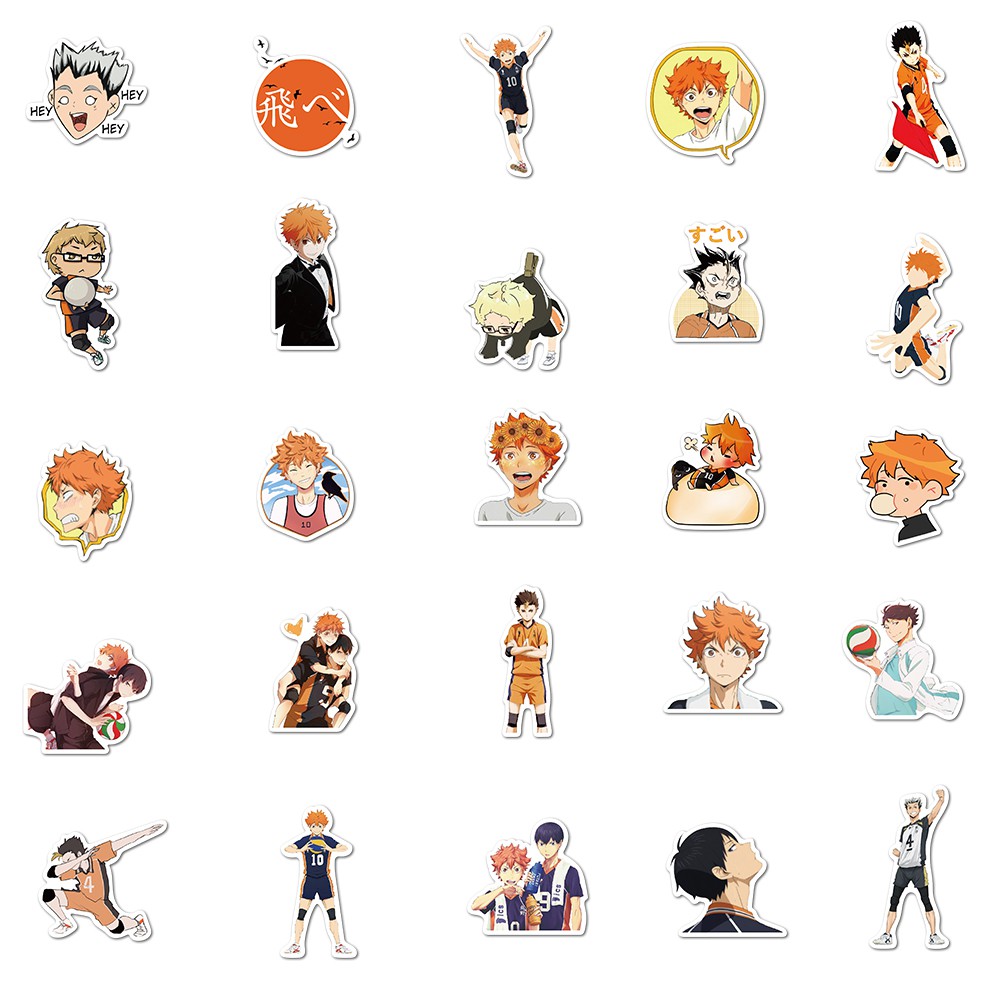 Set 50 Nhãn Dán Hình Haikyuu Phong Cách Nhật Bản Dùng Trang Trí Độc Đáo