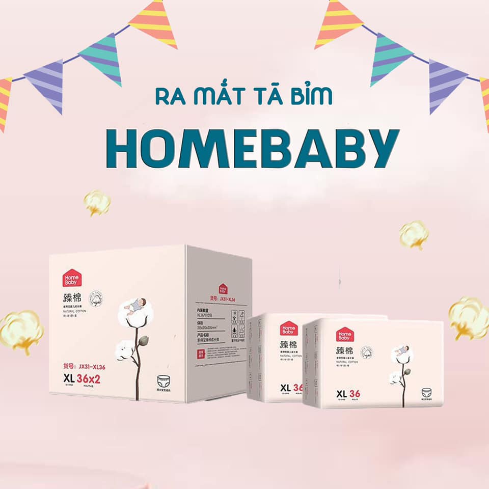 Bỉm Homebaby Nội Địa Trung cotton tự nhiên Size L39