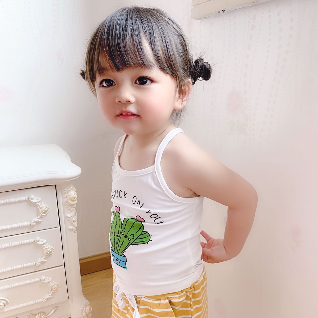 Áo Thun Cotton Hai Dây Thời Trang Mùa Hè Dành Cho Bé 0-1-3-4 Tuổi