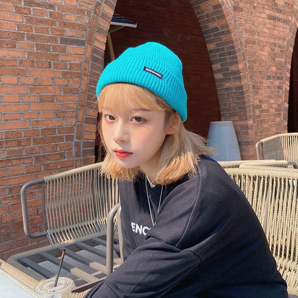 Mũ Len Beanie Màu Sắc Kẹo Ngọt Họa Tiết Chữ Đơn Giản Thời Trang Thu Đông Cho Nữ